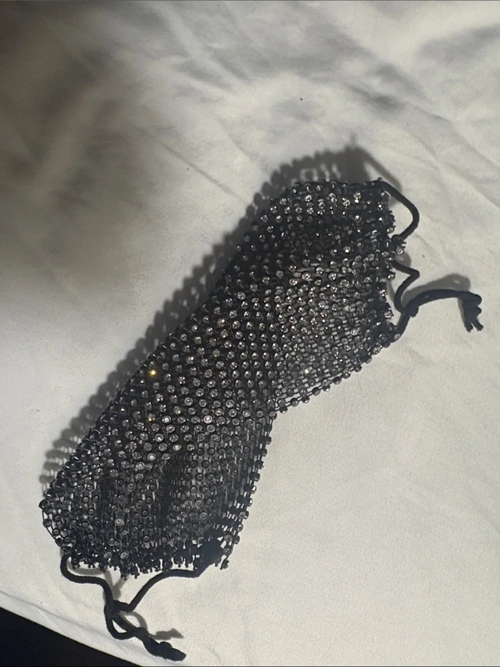 Sparkling Black diamond Beaded Face Mask